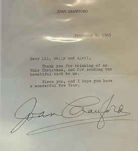 Autographed letter of Joan Crawford
