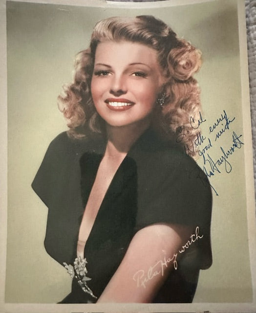 Autograph photograph of Rita Hayworth