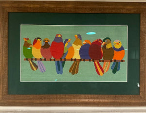 Framed Needlepoint of Colorful Birds
