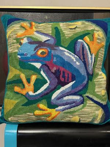 Needlepoint Frog Pillow