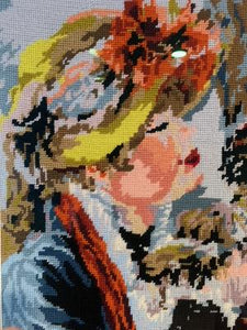 Needlepoint: Woman and Her Dog