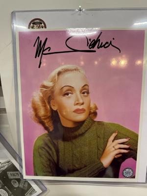 Autographed color photograph of Marlene Dietrich