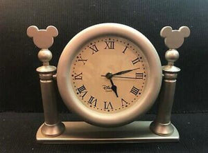 Vintage Mickey Mouse Silver Mantle /Desk Quartz Clock