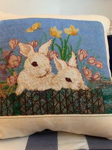 Needlepoint Rabbit Pillow